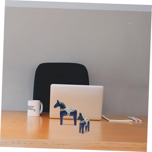Cheval en bois bleu statue de décoration intérieure chic Hemobllo - 5