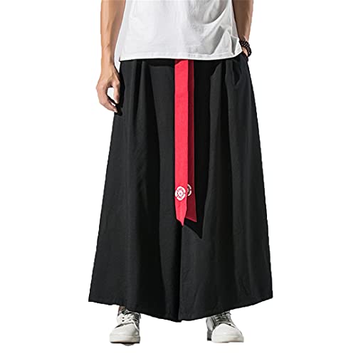 Japanese Traditional Samurai Style Kimono Loose Casual Wide Leg Pants For Men Color1 3xl