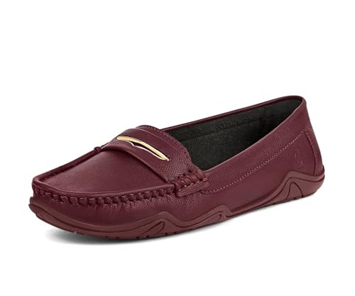 Image of LOUIS STITCH Women's Premium Slip-On Loafers | Elegant Solid Slip-On Comfort Shoes for Casual and Formal Wear | Slip-On Loafer Shoes for Women | LSLD-BLR-HS01