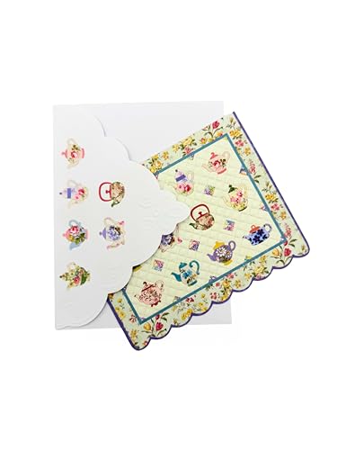 Image of Poster Foundry Set of 3 - Quilted Teapot Boxed Note Cards by Carol Wilson. 10 embossed 4x5 Die-Cut Notecards and Matching Envelopes in Decorative Gift Box with Magnetic Flap NCP2333