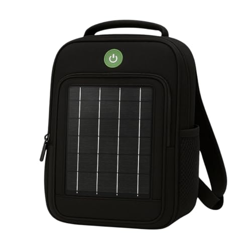 Zaino solare da 10 W, pannello incorporato, porta USB 5 V, impermeabile, caricatore da trekking per telefono, unisex, campeggio, trekking (nero, piccolo)