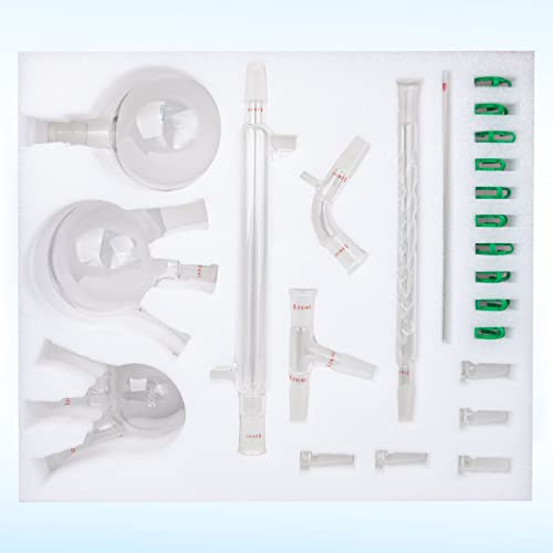 Chemistry Glassware Set,32Pcs Laboratory Glassware Kit 24/40 Lab Distillation Apparatus #TOP5