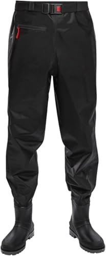 Zdaqian ウエストウェーダー 胴長 ラジアルソール 長靴 防水ずぼん ナイロン 胴回り ロングレインブーツ レインブーツ 海釣り 渓流 ウェーディング フローティング 海 田植え 鮮魚店 釣り長靴 防水防滑 簡単着脱 厚底 (ブラック,41ヤード)