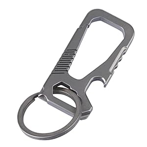 Mikacin Heavy duty Titanium keychains, Carabiner clip Car Key chains,Multifunctional family keychain bottle opener and 1 Titanium Key Rings suitable for men and women