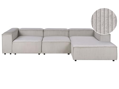 Beliani Sofá Modular 4 plazas Moderno Patas Negras tapizado Pana Gris Pardo Izquierdo Ardal