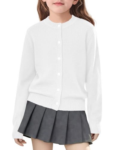 Image of Girls Cardigan Sweater School Uniforms Toddler Long Sleeve Button Knit Solid Sweaters Tops