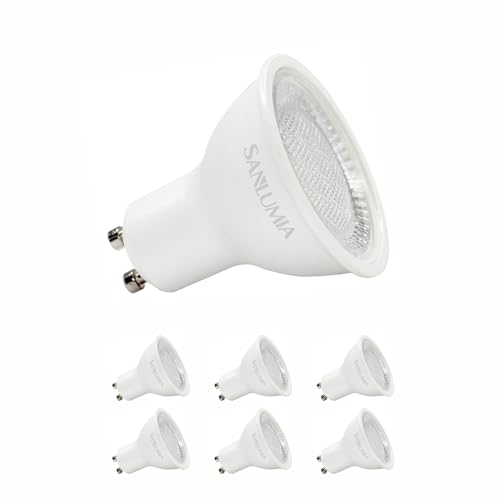 6 X 5W GU10 LED Super Bright Spotlight Bulb 430lm 100 Degree Beam Angle Non Dimmable 50W Halogen Equivalen Frosted Difuser Warm White 3000K