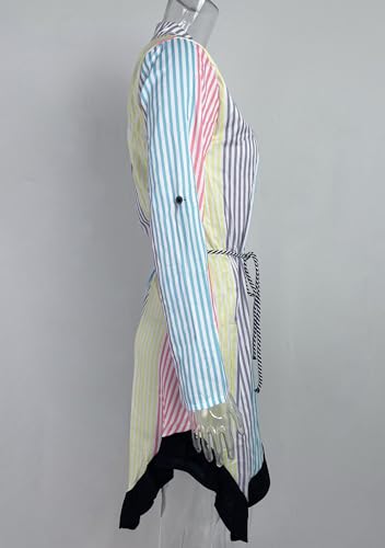 Image of YMING Womens Long Sleeve Button Down Shirt Dresses Casual Floral Print Maxi Dress Loose Fit Split Blouse Dress