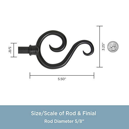 Kenney Scroll Hook Standard Decorative Window Curtain Rod, 48 To 84-Inch, Black #TOP2