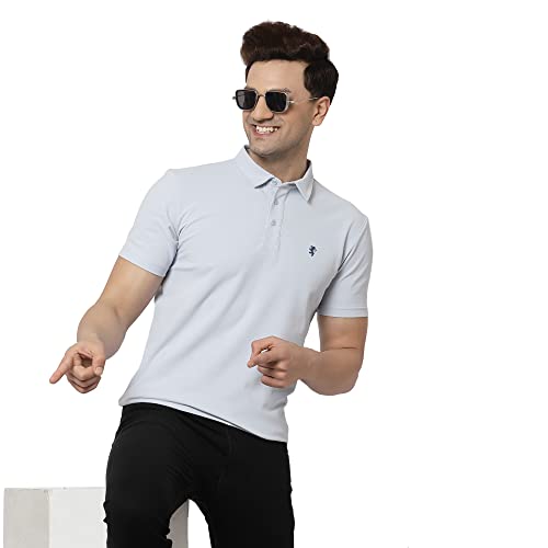 Image of Red Tape Men Sky Blue Polo Neck T-Shirt