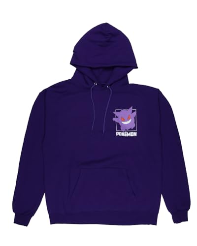 Seven Times Six Pokemon Hoodie Men's Gengar Grid Design Two-Sided Adult Pullover Sweatshirt