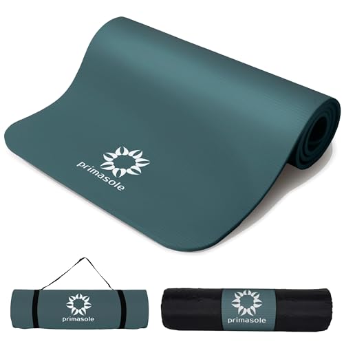 Image of Primasole Thick Yoga Mat, 1 /2-Inch Extra Thick NBR Mat with Enhanced Stability - Textured Design, Lightweight Mat with Carrying Strap & Case for Yoga, Pilates, Gym & Home Use (Multiple Colors)
