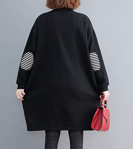 ellazhu Women's Striped Pocket Casual Crewneck Long Sleeve Pullover Sweater Swatershirt GA1271 A2