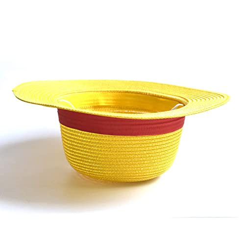 Image of Luffy Straw hat,Cosplay Hat for Halloween Costume Party, Animation Strawhats with String Sun Hats for Men Kids