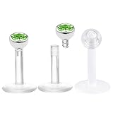 bodyjewellery 3 piercings de labio de 16 g, 1/4, helix bioflex, rosca interna, caracola, mordedura de serpiente, tragus, monroe, peridoto