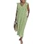 Ladies Green Cotton Linen Maxi Dress