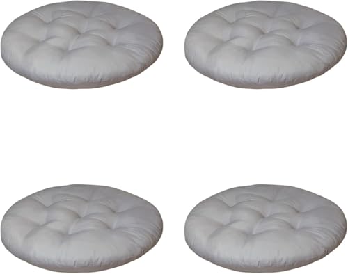 KAREN66 Lot de 4 coussins de chaise lavables - 40 x 40 cm - Ronds - Pour l'intérieur et l'extérieur - Rembourrage épais - Gris