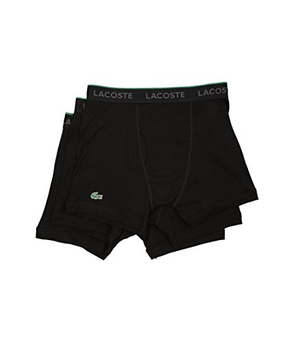 Lacoste Men's 3-Pack Essentials Cotton Boxer Brief, Black, X-Large