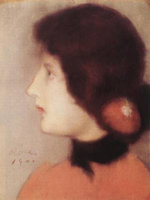Peinture à l'huile toile Rippl-Rónai Cléo de Mérode portrait art 12x16 pouces 1901