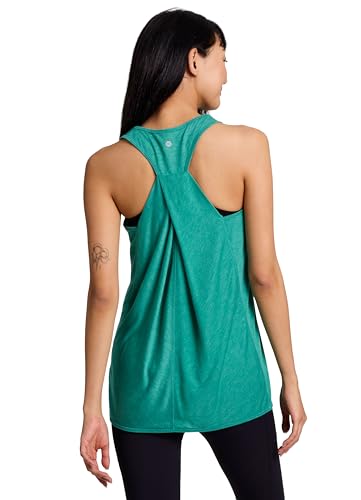 RBX Women's Fashion Yoga Workout Soft Twist Racerback Tank Top Tunic Porcelain Green M