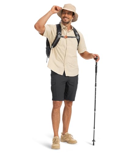 Hiauspor Wanderhose-Herren-Zip-Off-Outdoorhose-Sommer-Leicht-Trekkinghose-Atmungsaktiv-Schnell-Trockend-Funktionshose-Softshellhose-mit-5-Tiefe-Taschen (L, Dunkelgrau)