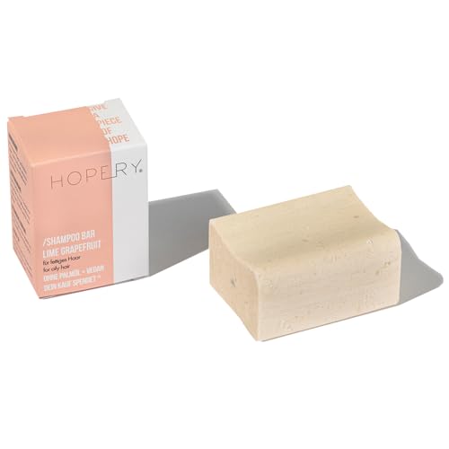 HOPERY Shampoo Limone & Grapefruit 95 g | für fettiges Haar | Veganes Shampoo ohne Palmöl | spendet direkt 20 Cent für bedrohte Orang-Utans | aus mildem Kokostensid