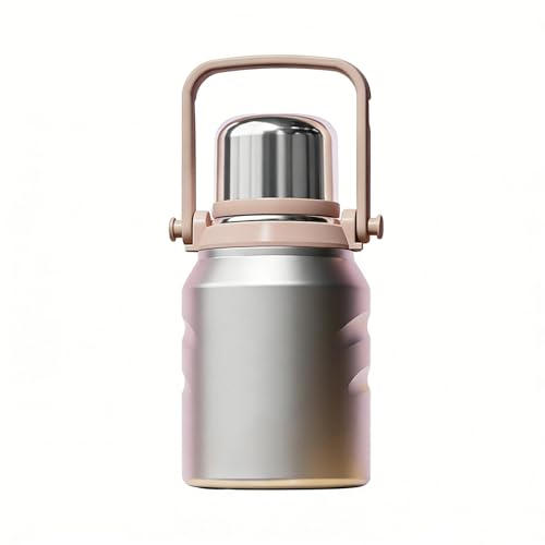 Image of 800 /1200 /1500ml Large Capacity 316 Stainless Steel 3-in-1 Lid Vacuum Insulated Handheld Water Bottle Portable Leak-Proof for Office Sports Outdoor as New Year /Valentines Gifts for Family Friends