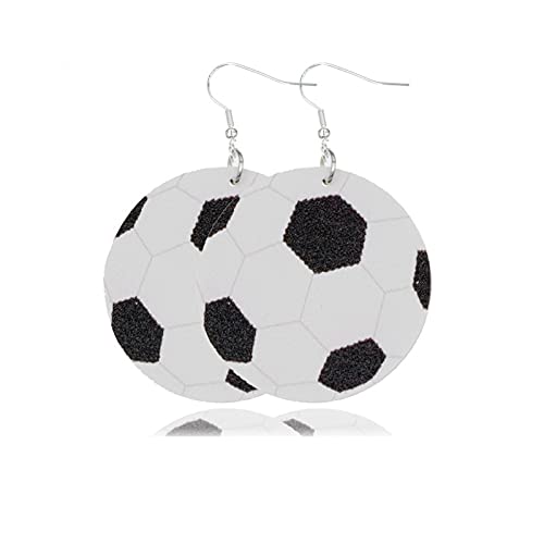 Handmade Evil Eye Basketball Soccer Volleyball Baseball Golf Evil Eye Leather Dangle Earrings Colorful Sports Lover Earrings for Women Jewelry