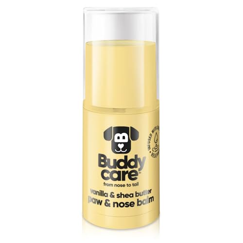 Buddycare Hundepfoten- und Nasenbalsam – Vanille- und Sheabutter schützt und repariert trockene, rissige und rissige Haut, vegan und tierversuchsfrei, spendet Feuchtigkeit und nährt, Pflegezubehör im