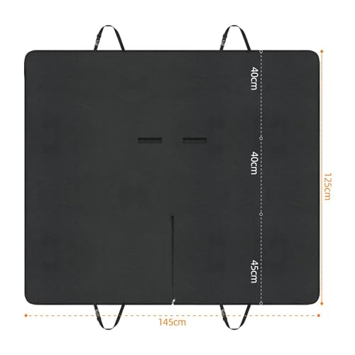 URAQT Universal Kofferraumschutz, 600D Oxford Wasserdichter Kofferraumdecke Hundedecke Auto Schwarz Autoschondecken für Hunde Hundedecke Auto Rückbank Kommt mit 4 Kopfstützengurten 145cm x 125 cm