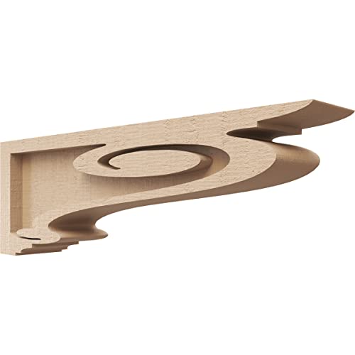 2"W x 12"D x 4"H Thin Scroll Rough Cedar Woodgrain TimberThane Corbel, Primed Tan