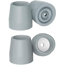 supregear Walker Tips 4-Pack, 1 Inch Heavy Duty Rubber Replacement Tips for Walker, Commode, Shower Chair, Bath Bench, Walking Sticks, Canes Legs, Cane Tips, Universal Tool Free, 2-Pair in Grey