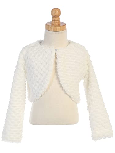 Image of Made in USA - White Cardigan for Girls - Faux Fur Sweaters for Girls - Dress Bolero for Toddler - Baby Kids Shrug