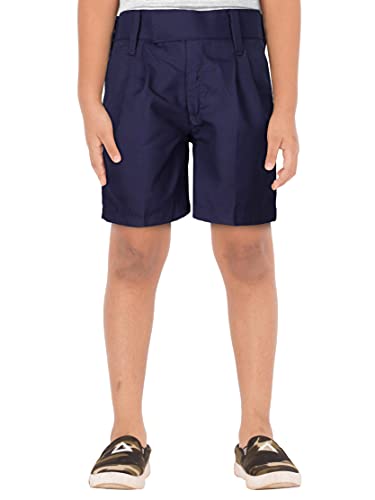 Image of Boys' Navy Blue School Shorts | Elastic Waistband for Comfort | Terry Cotton Blend for School & Play | Regular Fit
