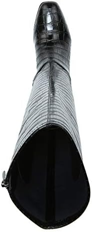 Franco Sarto Womens Tribute Knee High Heeled Boot Black Stretch Croco Wide Calf 6.5 M | Image 4