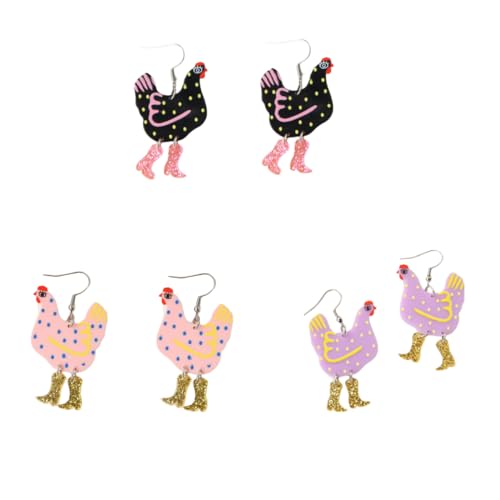 Pingyongchang Funny Cute Kawaii Acrylic Big Rooster Animal Chicken Dangle Dangle Earrings Colorful Boots Chicken Earrings for Women - Main Image