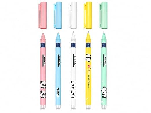 Image of Figo Panda Liquid Roller pen 0.5mm Fine Tip (Pack of 20) (Blue) with Free Light-Up Bracelet Gift /Cute Panda Design Pens for Kids, School, Office, Journaling & Gifting, Smooth Writing