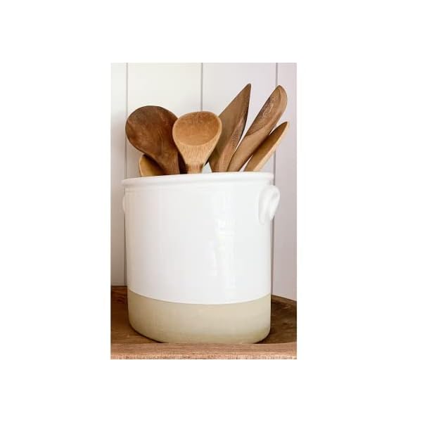 Chloe and Cotton Oversized Farmhouse Kitchen Utensil Holder | White Ceramic Crock for Cooking Utensils Storage Chloe and Cotton Oversized Farmhouse Kitchen Utensil Holder | White Ceramic Crock for Cooking Utensils Storage