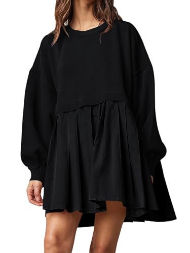 Dokuritu Sweatshirt Dress Women Crew Neck Long...