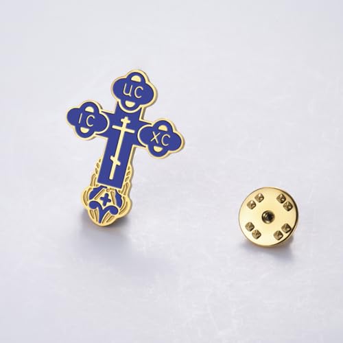 Image of TEAMER Cross Brooch Lapel Pin For Men Russian Orthodox Crucifix Eastern Church Cross Tie Pins Religious Christian Prayer Jewelry