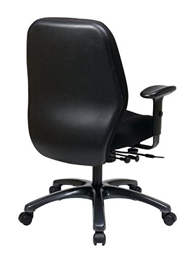 Office Star 24/7 Elite Intensive Use Ergonomic Office Chair With 2-To-1 Synchrony Tilt With Seat Slider, Adjustable Arms And Titanium Finish Aluminum Base, Icon Black #TOP3