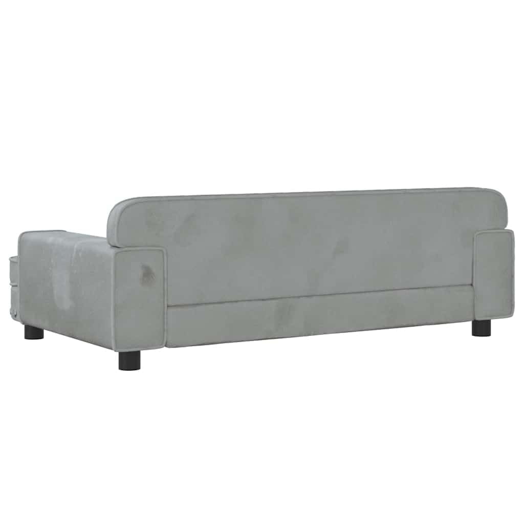 vidaXL Cama para Perro, Sofá para Mascotas con Marco de Madera, Cesta para Cachorros Casa Interior, Gris Claro 90x53x30 cm Terciopelo