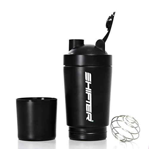 Image of SHIFTER Steel Shaker Bottles for Protein Shake, Gym Bottles for Men Protein Shaker Bottle for Gym Shaker Bottles for Gym Bottle Gym Water Bottle for Men Shaker Steel Shaker Bottle (BLACK-COMPARTMENT)