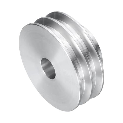 QUARKZMAN V-Typ Riemenscheibe 15mm Bohrung 60mm Außendurchmesser Doppelrillen Aluminiumlegierung Keilriemenscheibe für Motorwellen-Bohrmaschine 6mm(1/4) PU-Formgürtel