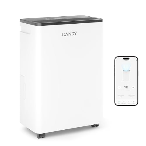 Candy 2000 Sq.Ft Dehumidifiers for Home, 34 Pints Portable Dehumidifier With Continuous/Auto/User Mode,0.66 Gal Tank,Dehumidifier for Basement,Bedroom,Bathroom,Smart Control with Drian Hose
