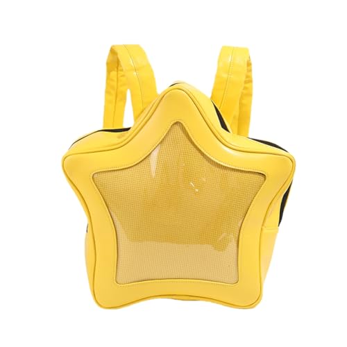 Vobomo Giallo Star Kawaii Zaino Cuoio DELL'UNITÀ di elaborazione Borsa Ita Zaino Y2k Borsa A Tracolla Estetica Carino Zaino, Giallo, 15.8*14.7*5 in, Kawaii