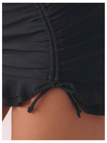 Verdusa Women's Ruffle Slit Swim Skirts Ruched Drawstring Swimsuit Bottoms4