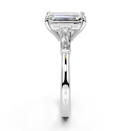 1-5 Carat 14K 18K Gold Platinum Emerald Cut 4 Prong Baguette Accent Lab Grown Diamond Ring, Engagement Anniversary, Wedding, IGI Certified, Promise Rings for Women (1-5 Ct, F-G Color, VS1-VS2 Clarity)3