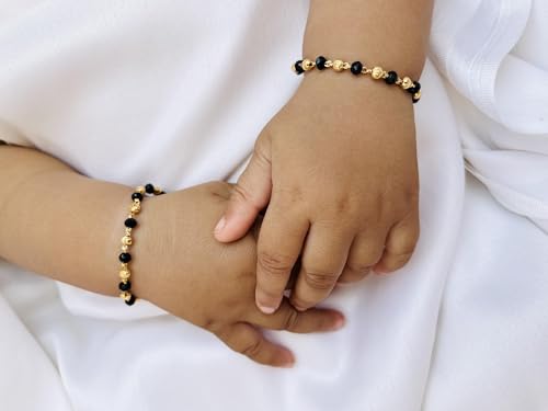 JHB Baby Bracelet Crystal Nazariya Brass Bangle/Bracelet For Kids for Baby Girls & Baby Boys(Black & Golden)