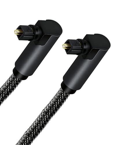 2 M Cable Óptico, Cable de Fibra Óptica 90° Audio Digital Toslink de Ángulo Recto Enchufe Giratorio 360 Grados Stereo Dolby para Televisión Reproductor Blu-Ray Barra Sonido HDTV PS3 PS4 Xbox Negro